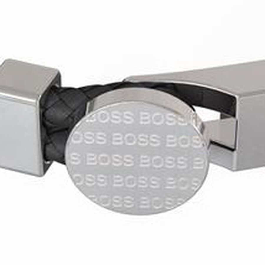 Alternative Image for ProductBOSS Braided Leather Bracelet Black3