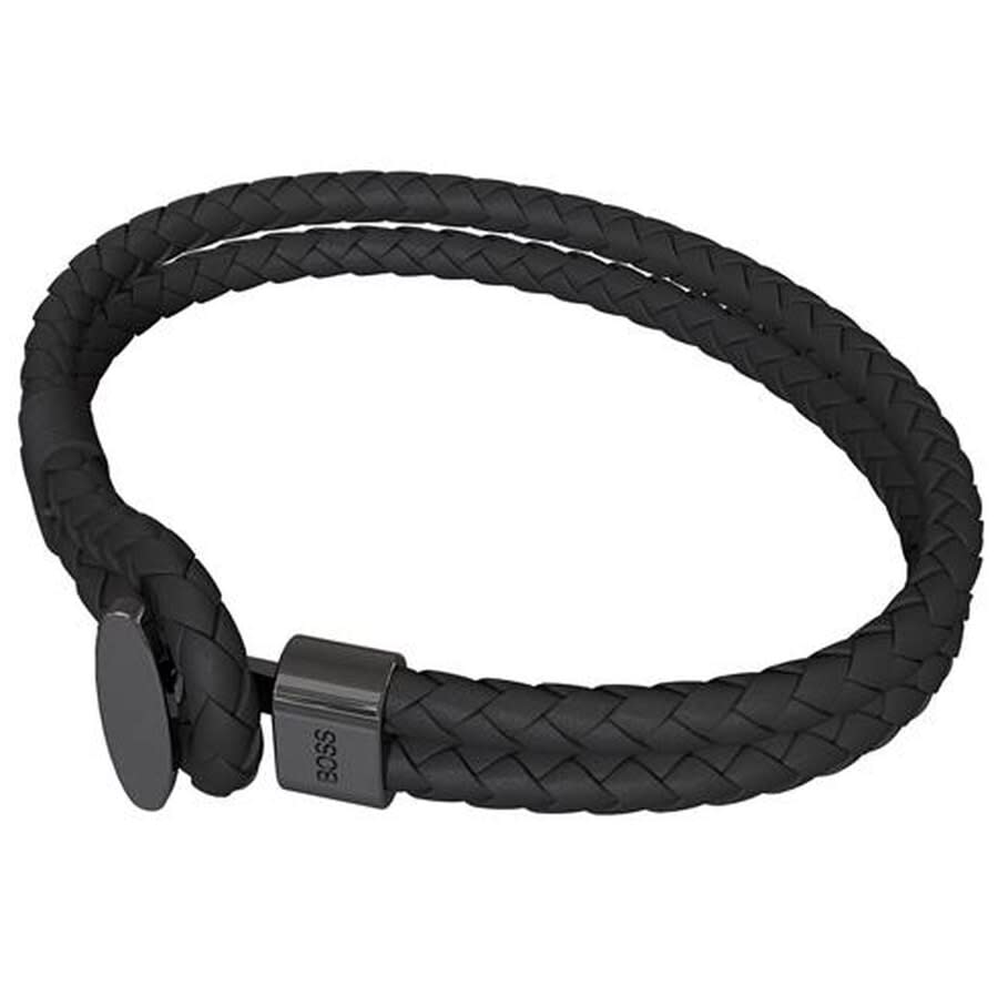 Alternative Image for ProductBOSS Beck Braided Leather Bracelet Black1