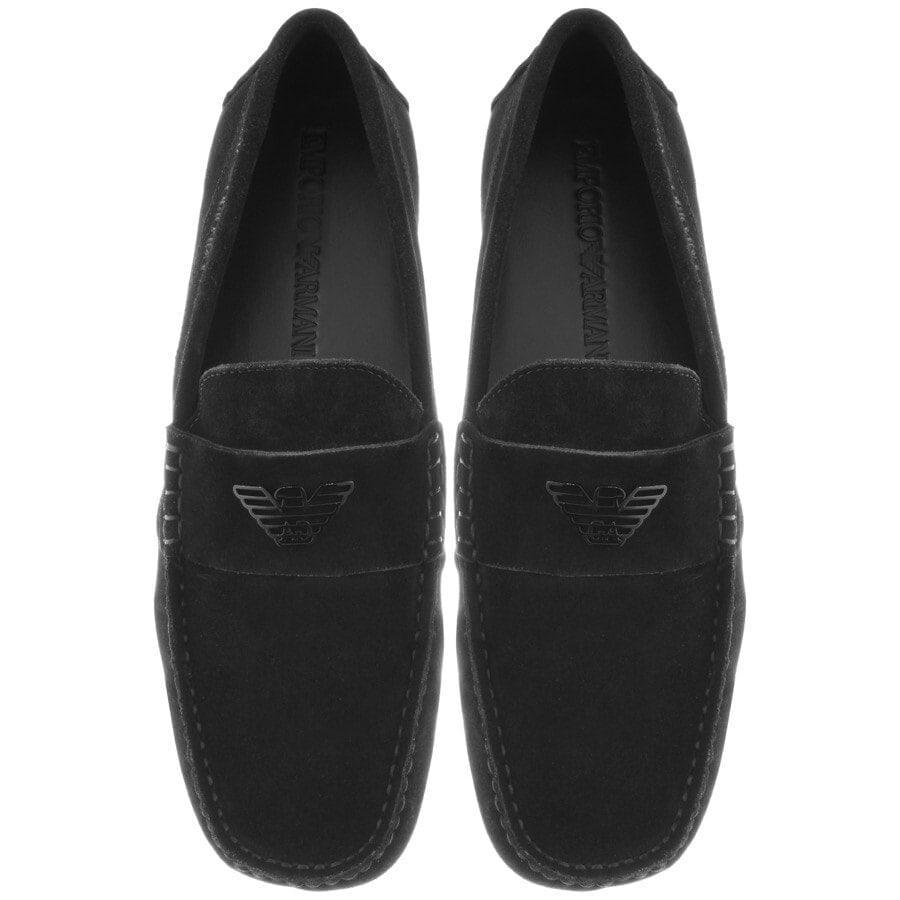 Alternative Image for ProductEmporio Armani Suede Driver Shoes Black3