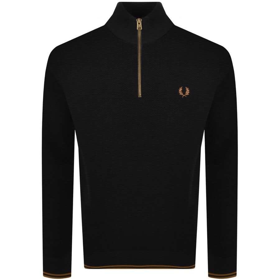 Alternative Image for ProductFred Perry Half Zip Textured Knit Jumper Black1