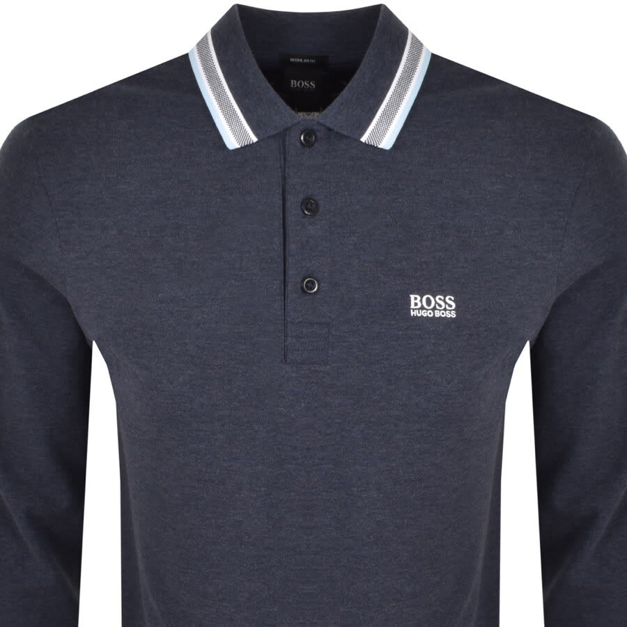 Alternative Image for ProductBOSS Plisy Long Sleeve Polo T Shirt Blue2