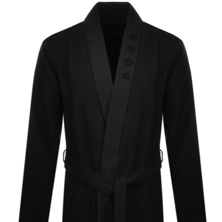 Alternative Image for ProductBOSS Waffle Kimono Bath Robe Black2