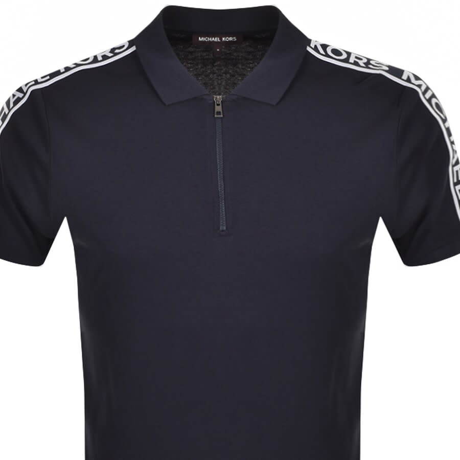 Alternative Image for ProductMichael Kors Half Zip Tape Polo T Shirt Navy2