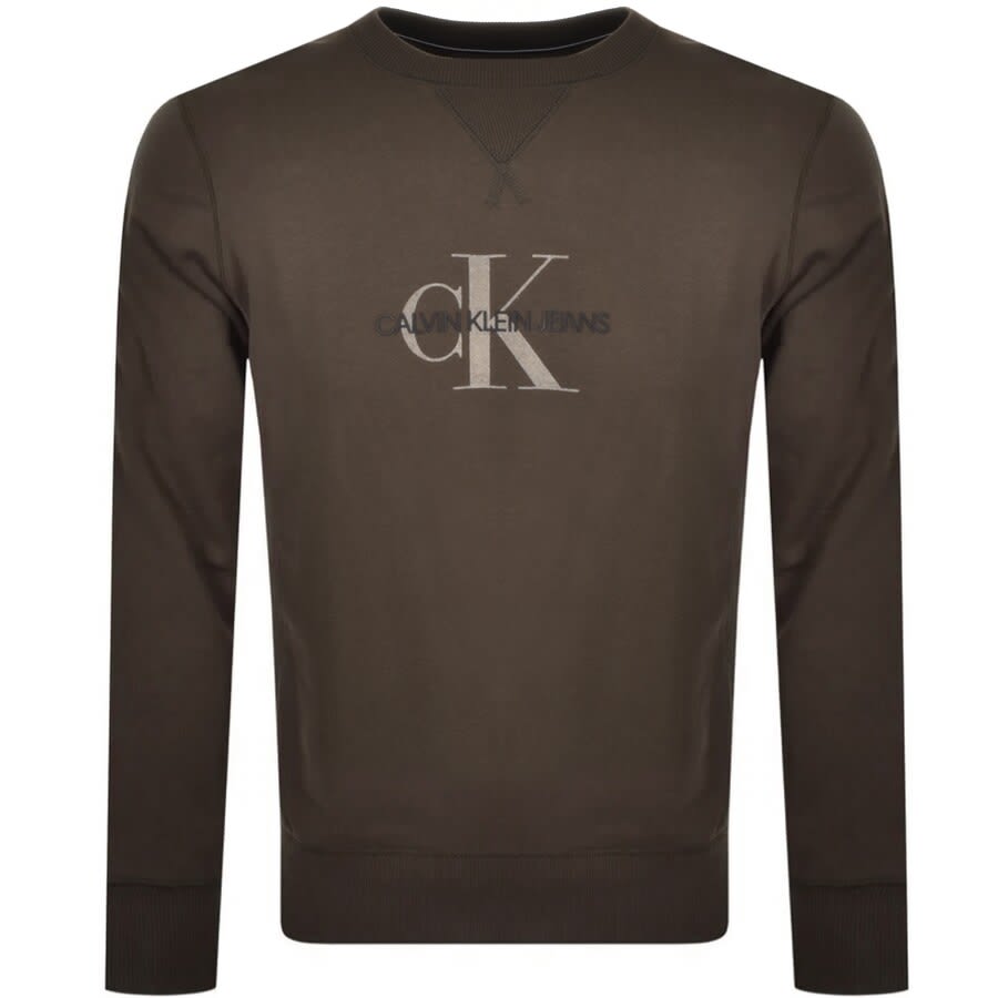 Alternative Image for ProductCalvin Klein Jeans Monogram Flock Crew Sweatshirt1