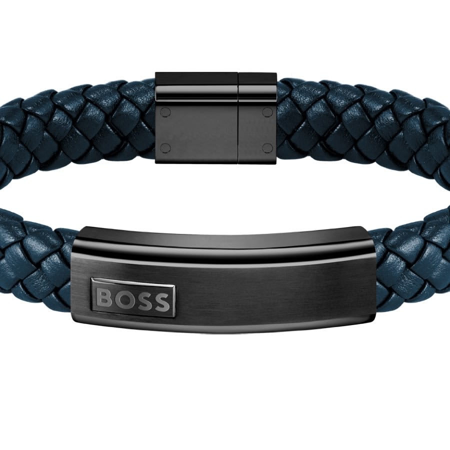Alternative Image for ProductBOSS Braided Leather Bracelet Navy2