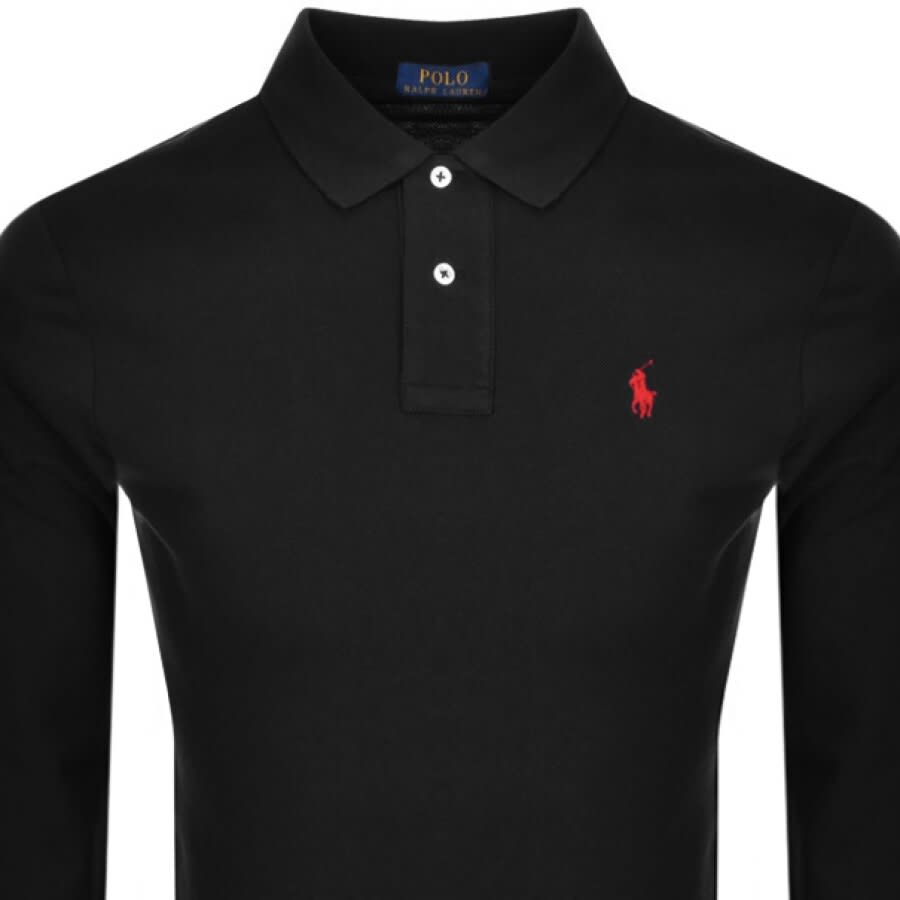 Black long sleeve polo shirt with red horse shop