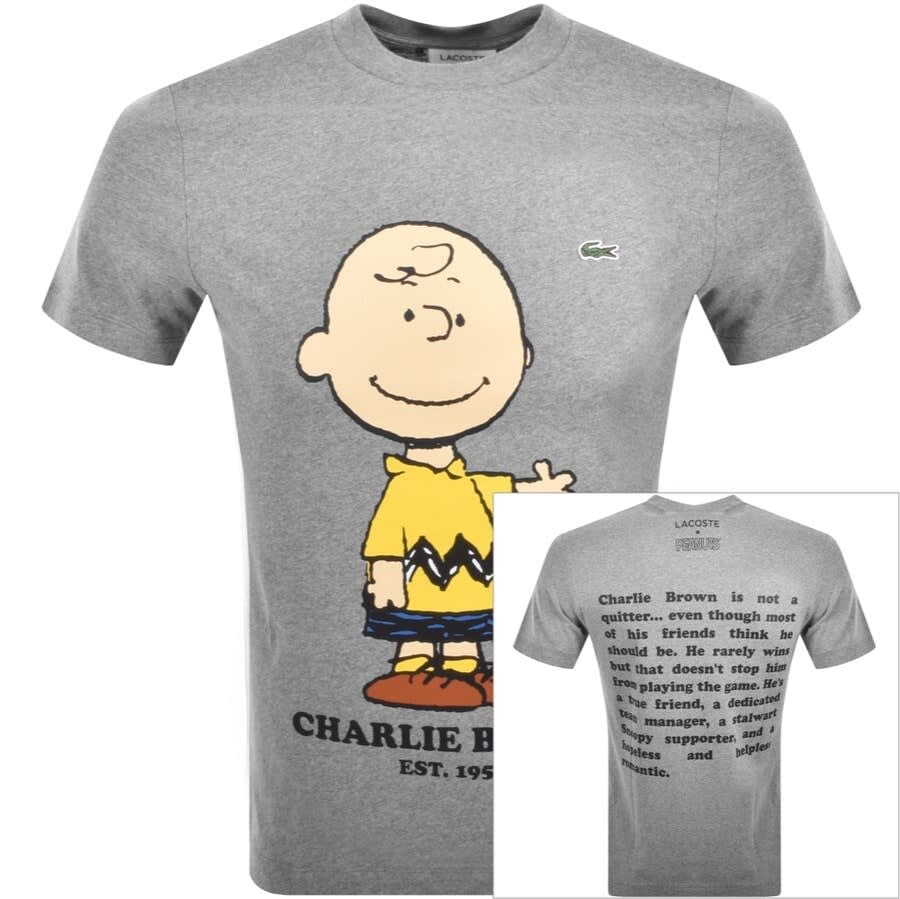 Alternative Image for ProductLacoste X Peanuts Logo T Shirt Grey1
