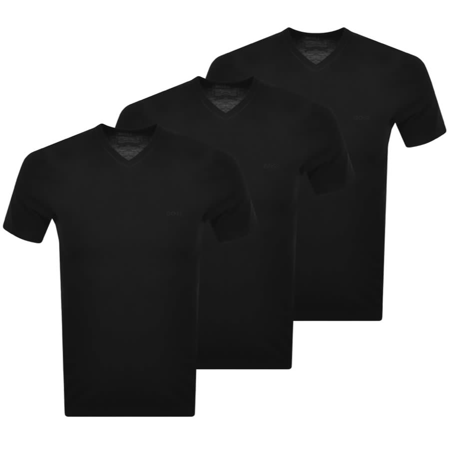 BOSS 3 Pack V Neck T Shirts Black | Mainline Menswear