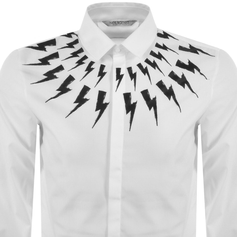 Alternative Image for ProductNeil Barrett Long Sleeve Thunderbolt Shirt White2