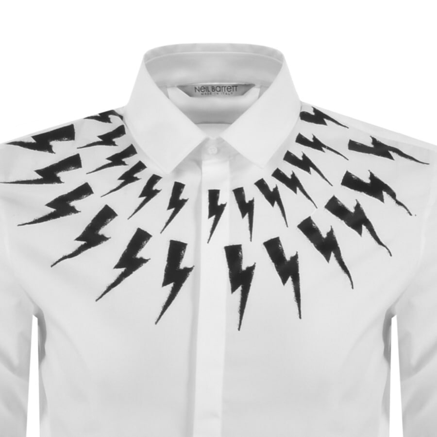 Alternative Image for ProductNeil Barrett Long Sleeve Thunderbolt Shirt White3