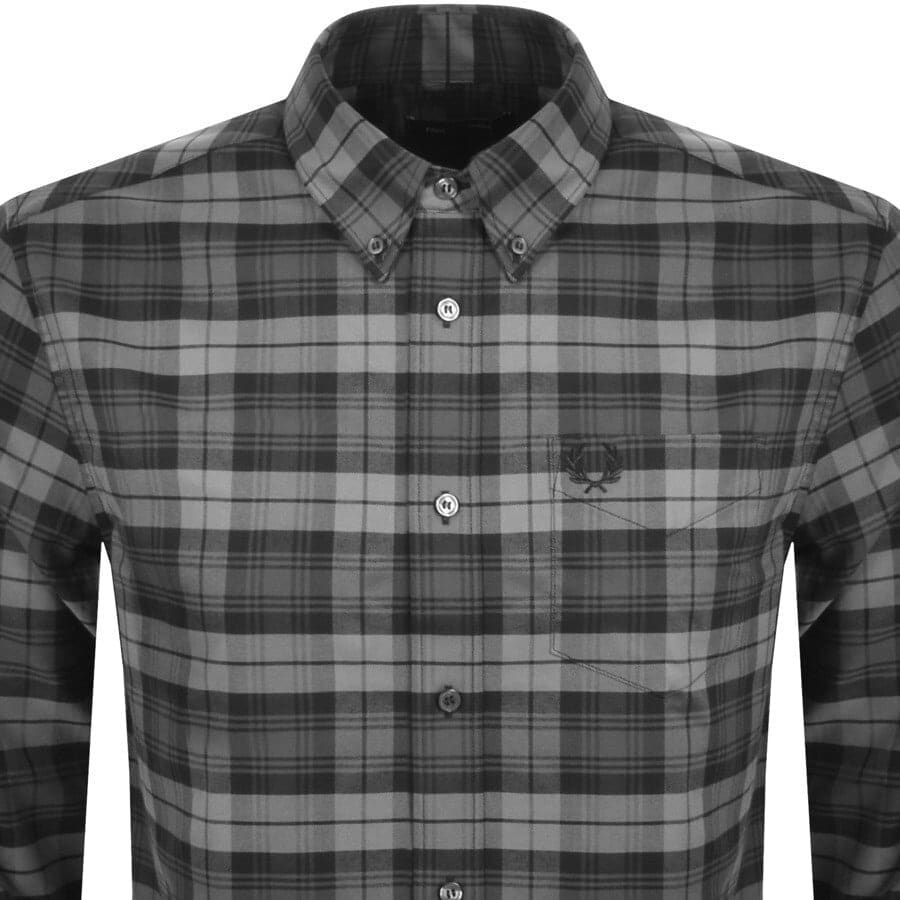 Alternative Image for ProductFred Perry Tartan Long Sleeved Shirt Grey2