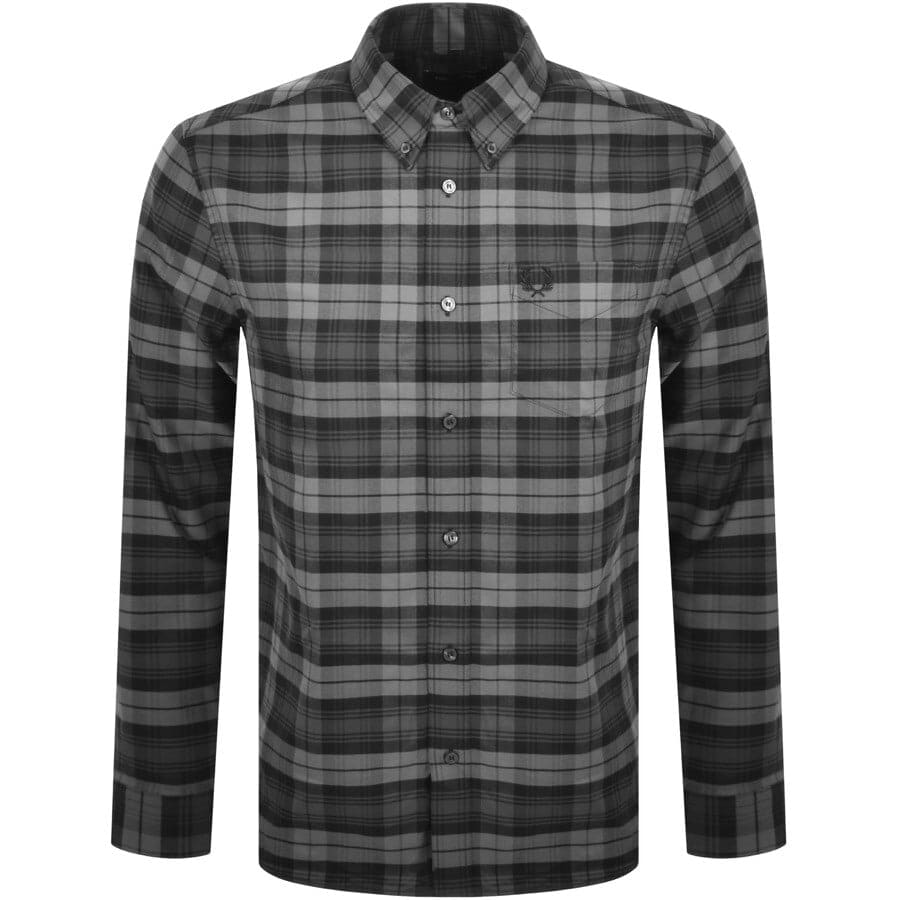Alternative Image for ProductFred Perry Tartan Long Sleeved Shirt Grey1