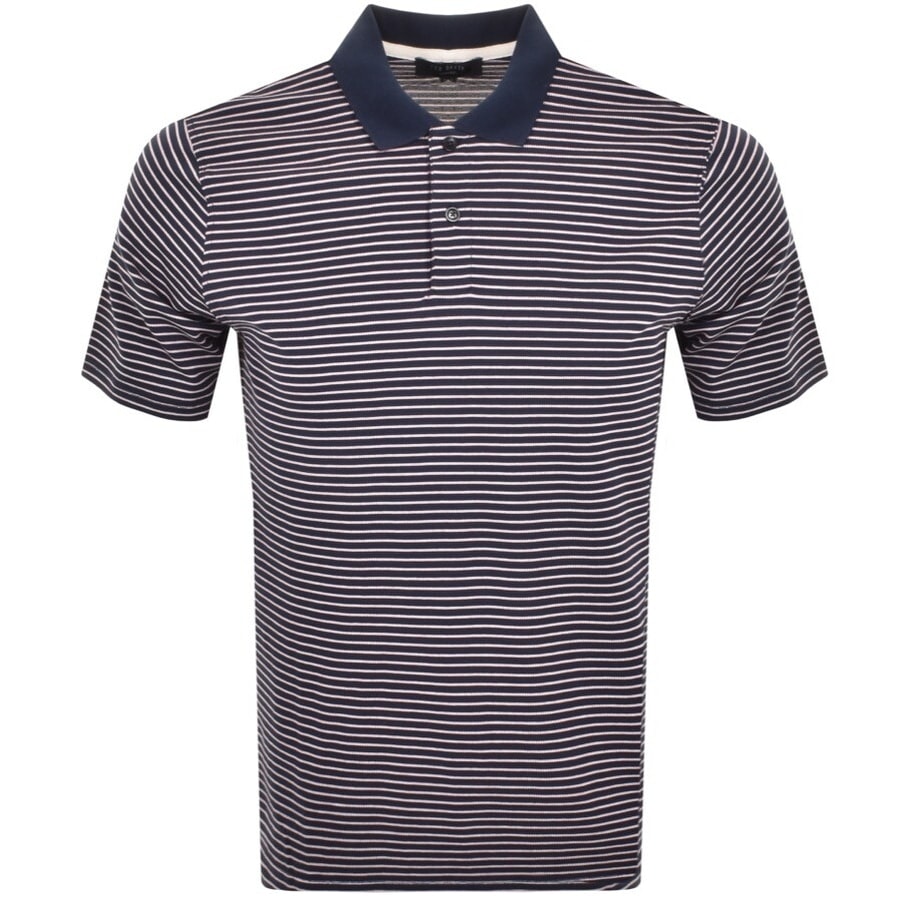 Alternative Image for ProductTed Baker Srtiped Polo T Shirt Navy1