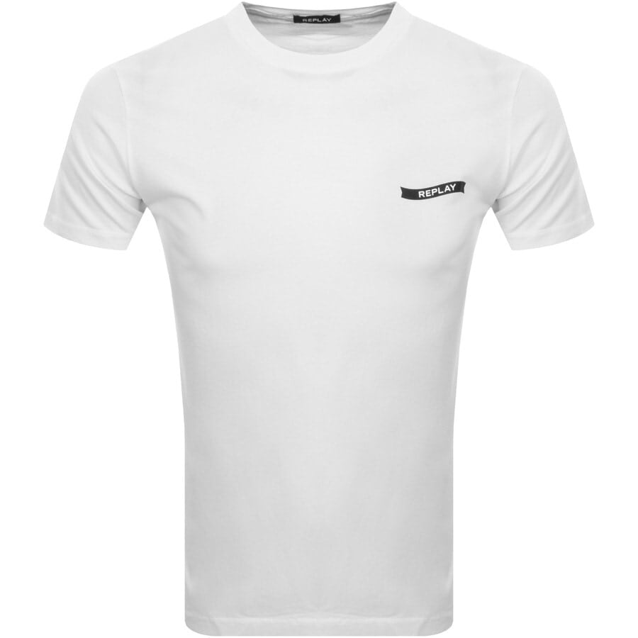 Alternative Image for ProductReplay Logo Crew Neck T Shirt White1