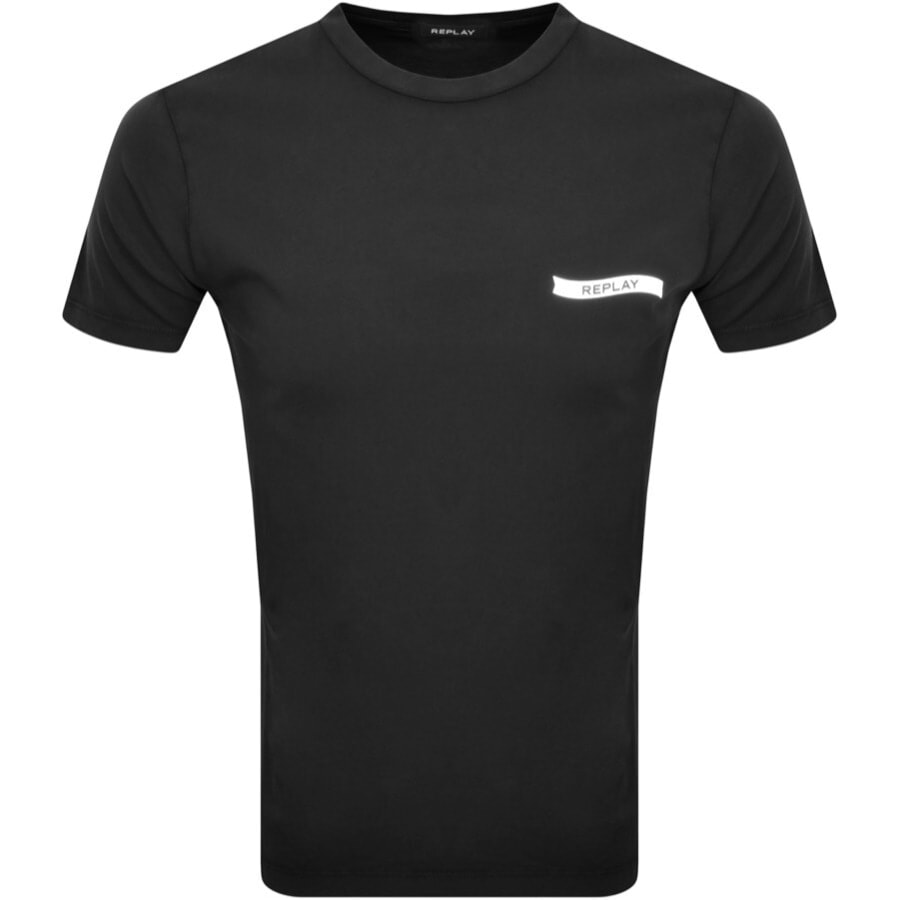 Alternative Image for ProductReplay Logo Crew Neck T Shirt Black1