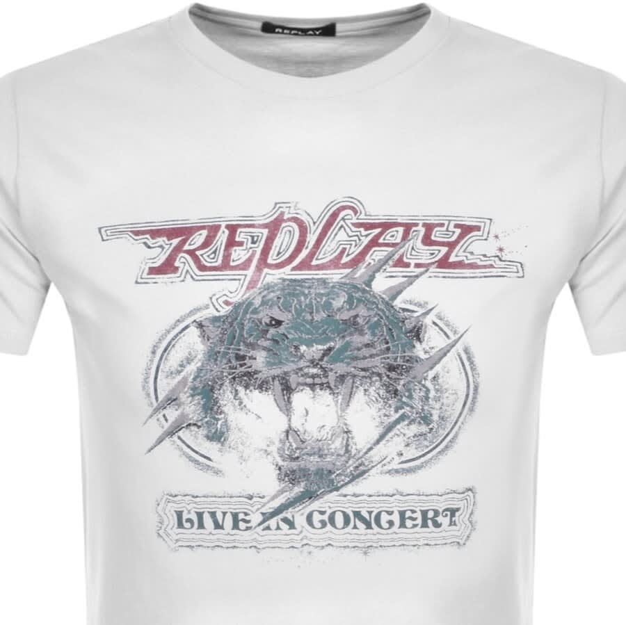 Alternative Image for ProductReplay Logo Crew Neck T Shirt White2