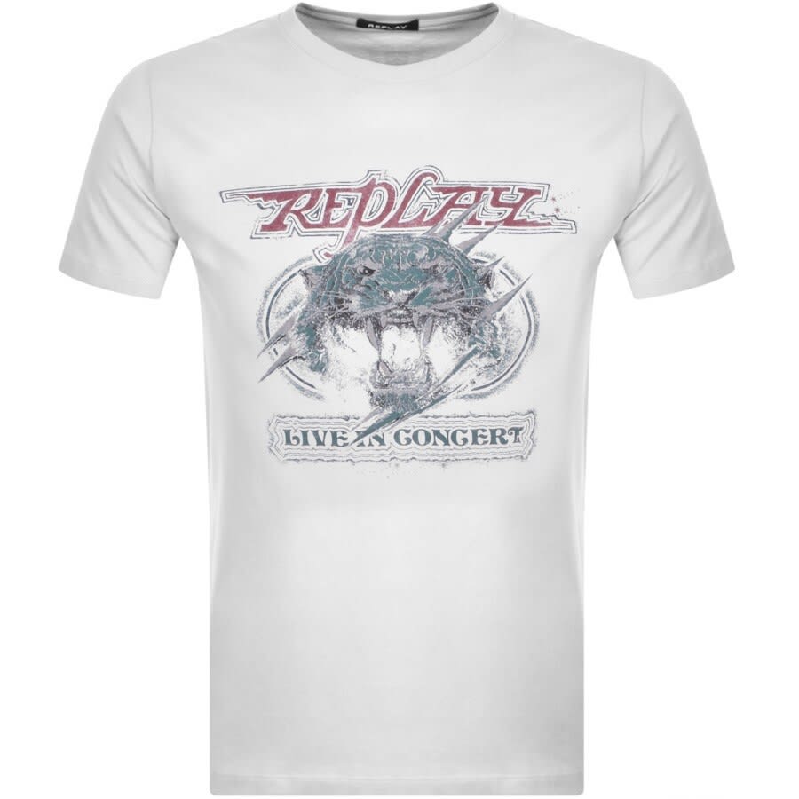 Alternative Image for ProductReplay Logo Crew Neck T Shirt White1
