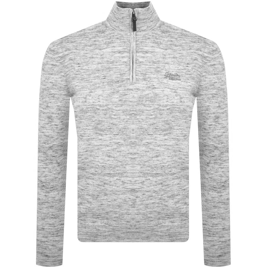 Alternative Image for ProductSuperdry Henley Half Zip Knit Jumper Grey1