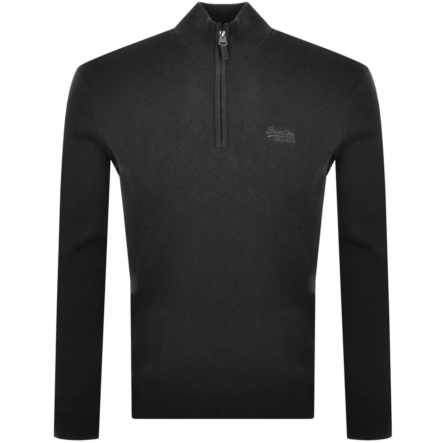 Alternative Image for ProductSuperdry Henley Half Zip Knit Jumper Black1