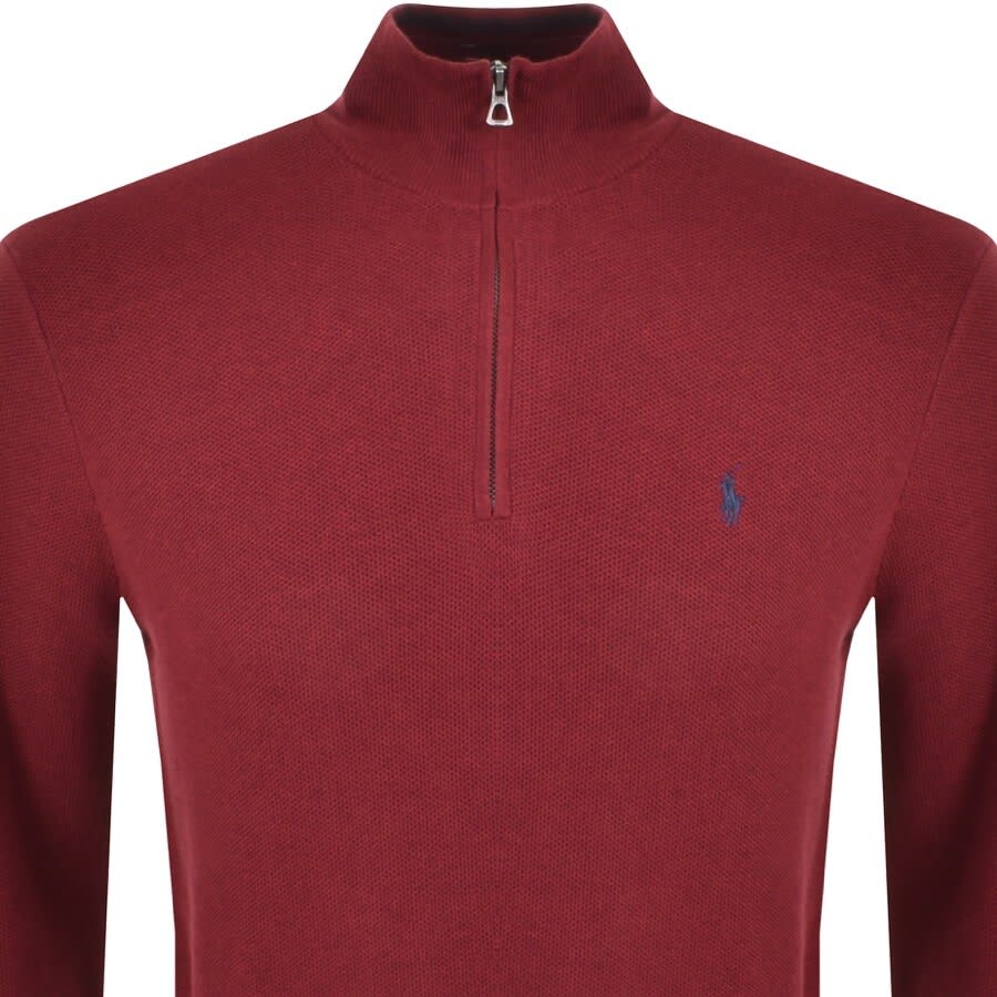 Alternative Image for ProductRalph Lauren Half Zip Waffle Knit Jumper Burgundy2