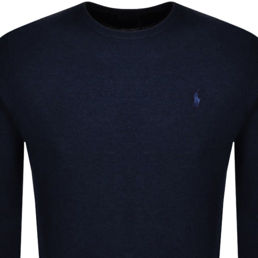Alternative Image for ProductRalph Lauren Crew Neck Waffle Knit Jumper Navy2
