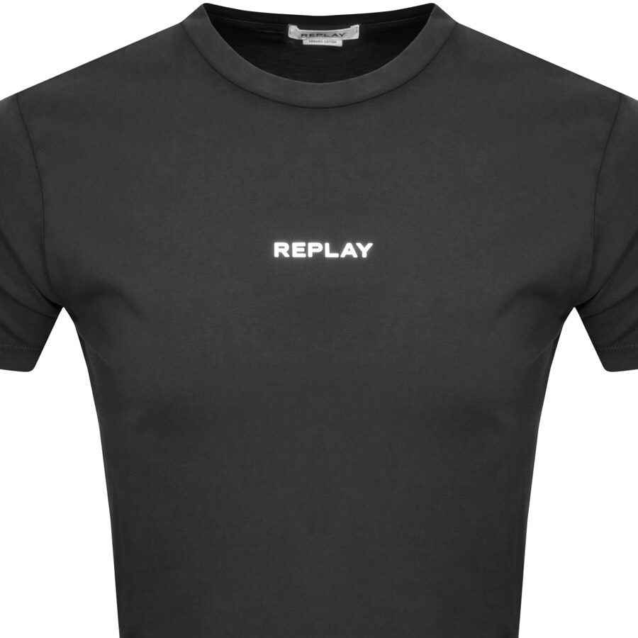 Alternative Image for ProductReplay Logo Crew Neck T Shirt Black2