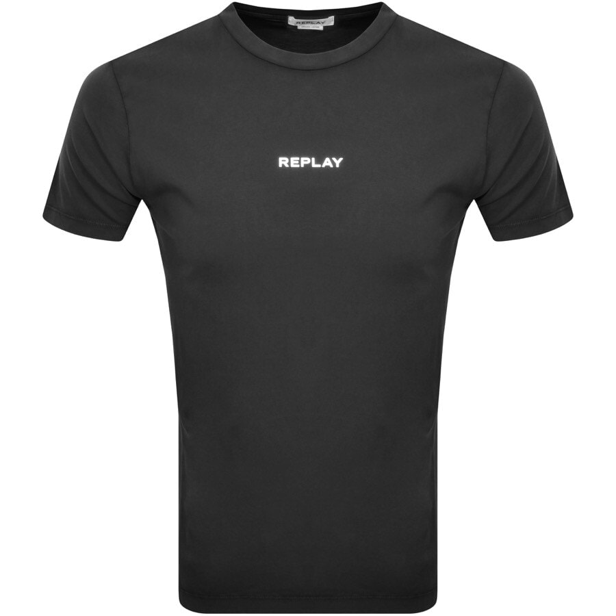 Alternative Image for ProductReplay Logo Crew Neck T Shirt Black1