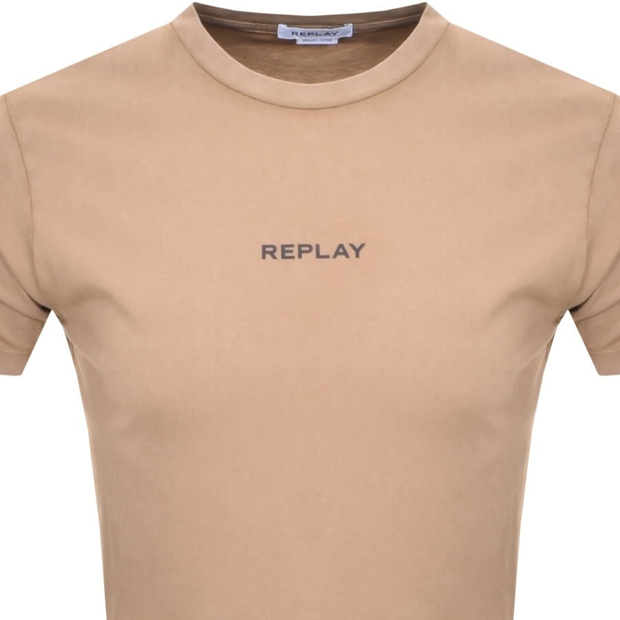 Alternative Image for ProductReplay Logo Crew Neck T Shirt Brown2
