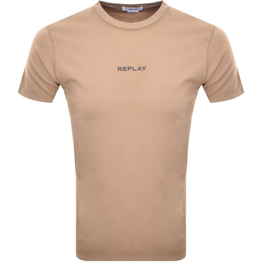 Alternative Image for ProductReplay Logo Crew Neck T Shirt Brown1