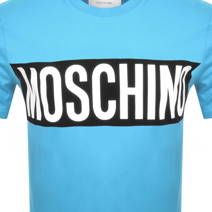 Alternative Image for ProductMoschino Short Sleeve Milano Logo T Shirt Blue3