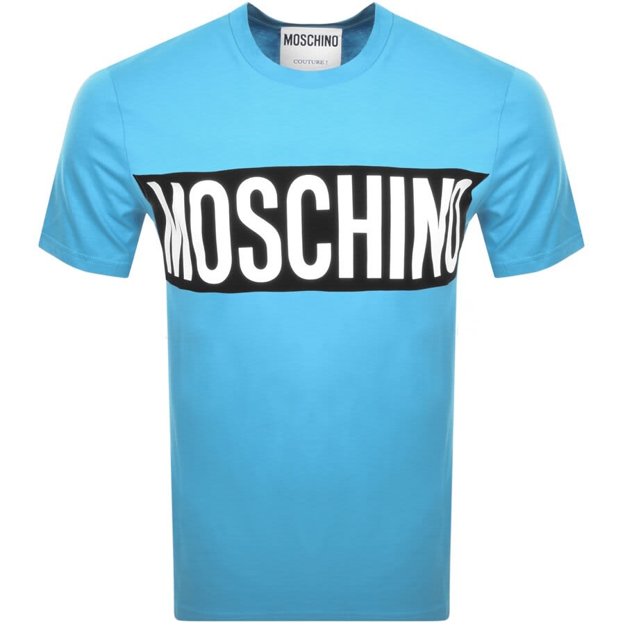 Alternative Image for ProductMoschino Short Sleeve Milano Logo T Shirt Blue1