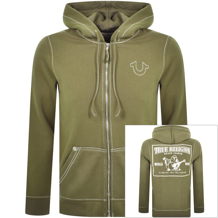Alternative Image for ProductTrue Religion Big T Full Zip Hoodie Green1