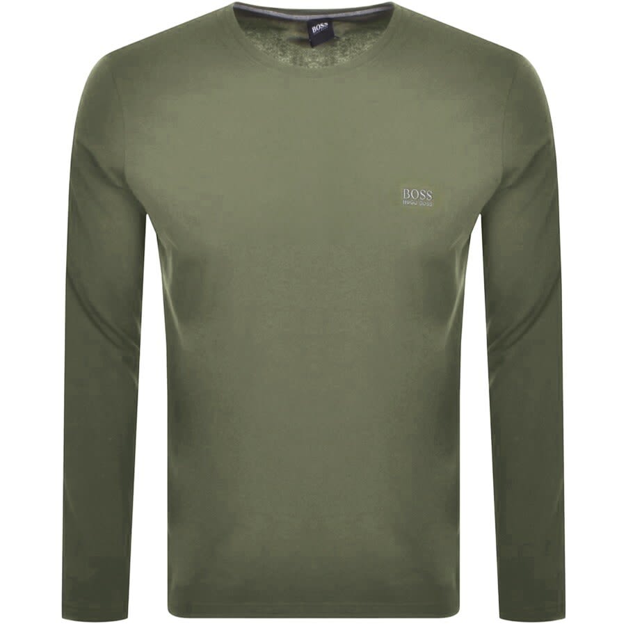 Boss Lounge Crew Neck Long Sleeve T Shirt Khaki Mainline Menswear Sweden