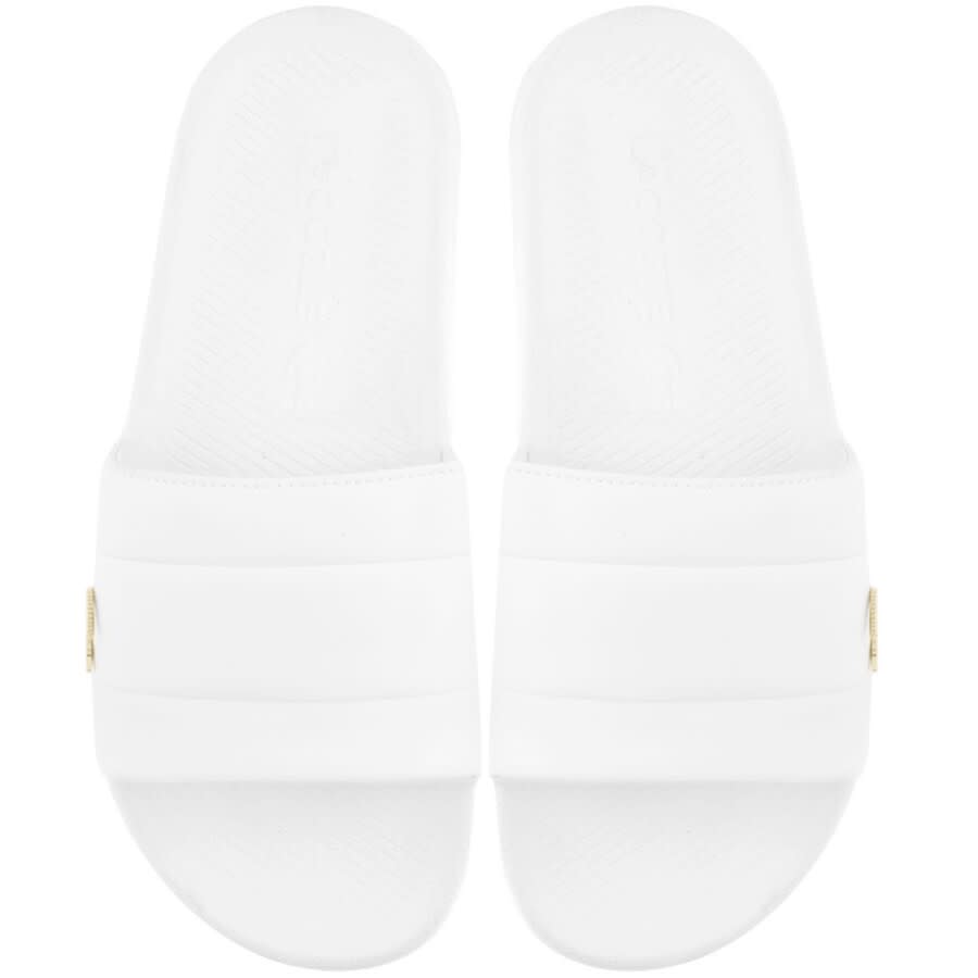 lacoste white sliders