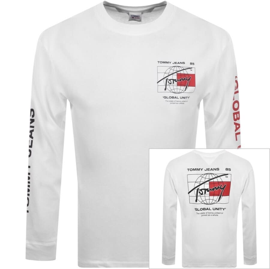 Alternative Image for ProductTommy Jeans Long Sleeve Globe T Shirt White1