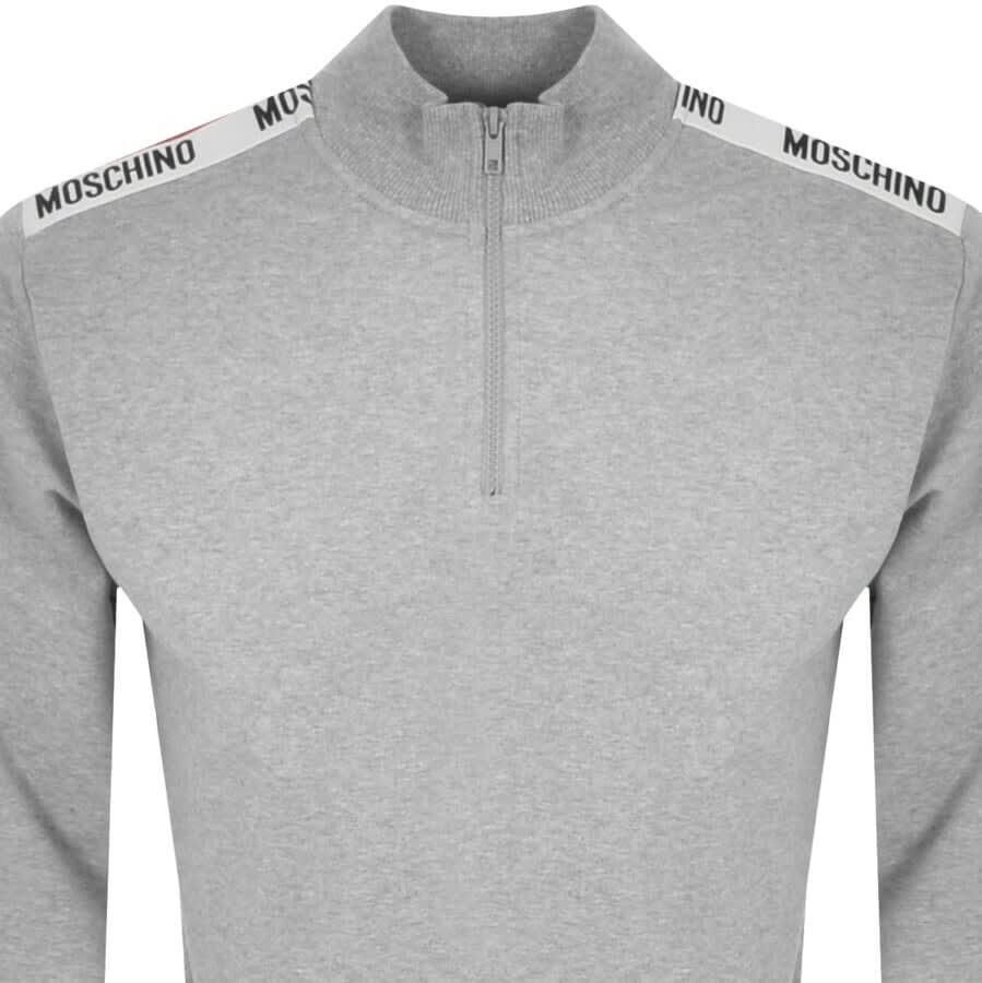 Alternative Image for ProductMoschino Tape Half Zip Sweatshirt Grey2