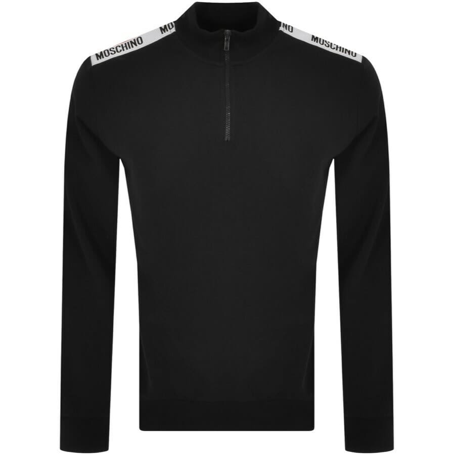 Alternative Image for ProductMoschino Tape Half Zip Sweatshirt Black1