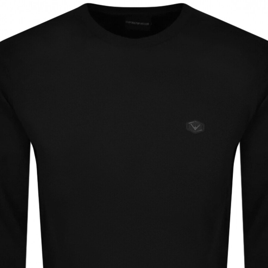 Alternative Image for ProductEmporio Armani Crew Neck Logo Sweatshirt Black2