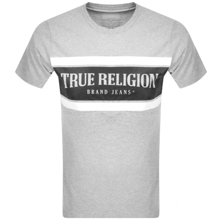 Alternative Image for ProductTrue Religion Stripe Logo T Shirt Grey1