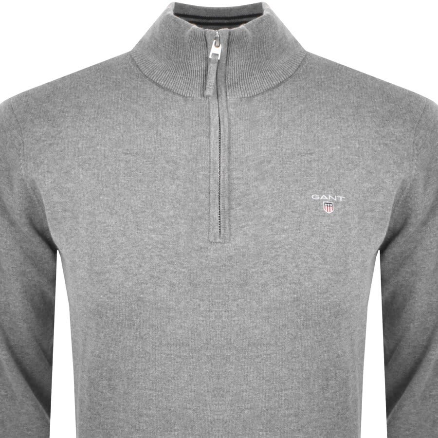 Alternative Image for ProductGant Half Zip Knit Jumper Grey2