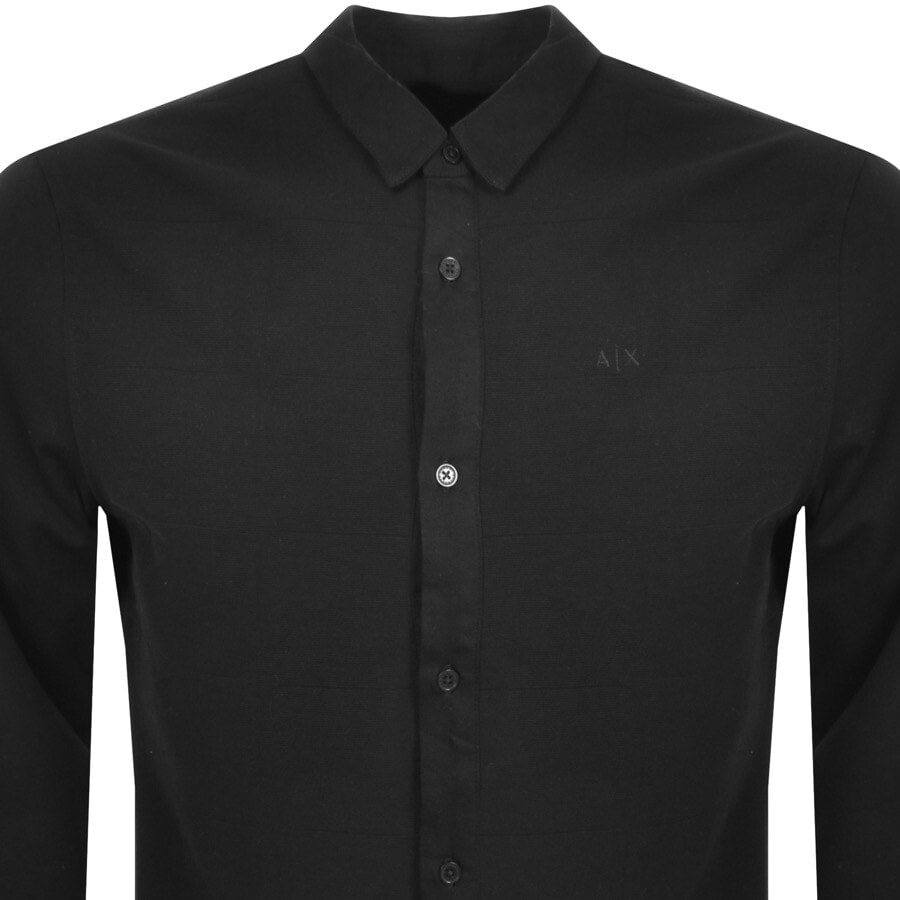 Alternative Image for ProductArmani Exchange Long Sleeve Stretch Slim Shirt Bla2