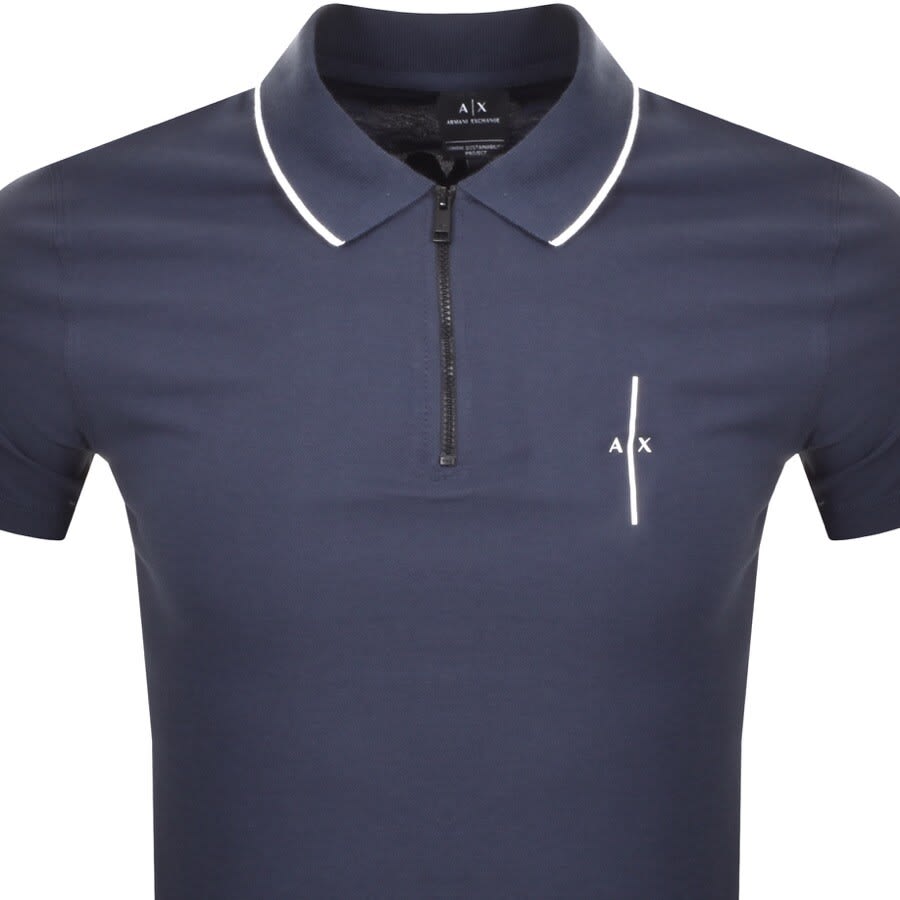 Alternative Image for ProductArmani Exchange Logo Zip Polo T Shirt Navy2