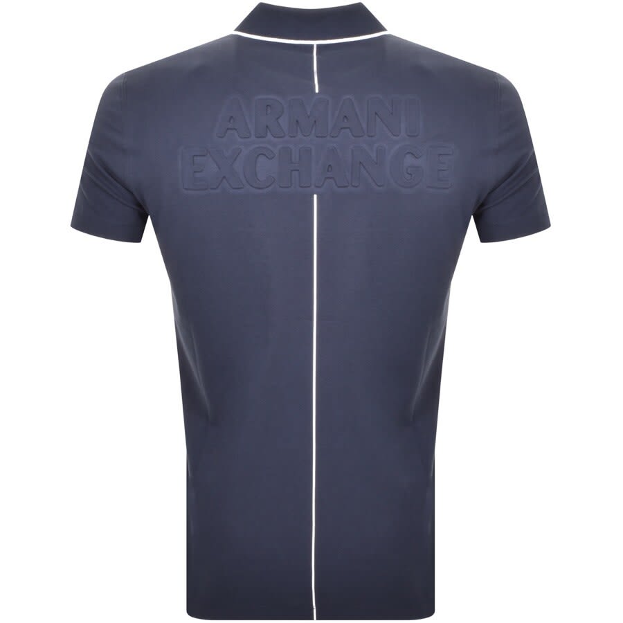 Alternative Image for ProductArmani Exchange Logo Zip Polo T Shirt Navy3