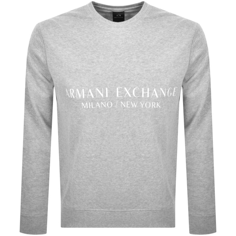 Alternative Image for ProductArmani Exchange Crew Neck Logo Sweatshirt Grey1