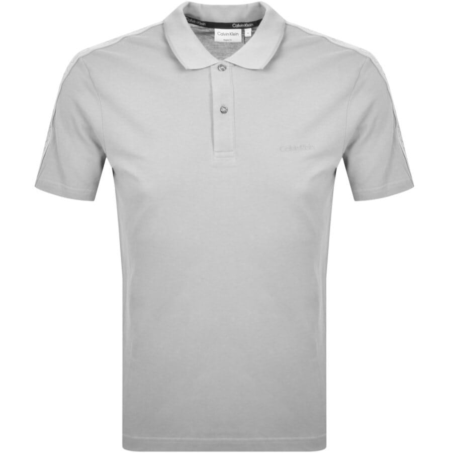 Alternative Image for ProductCalvin Klein Logo Tape Polo T Shirt Grey1