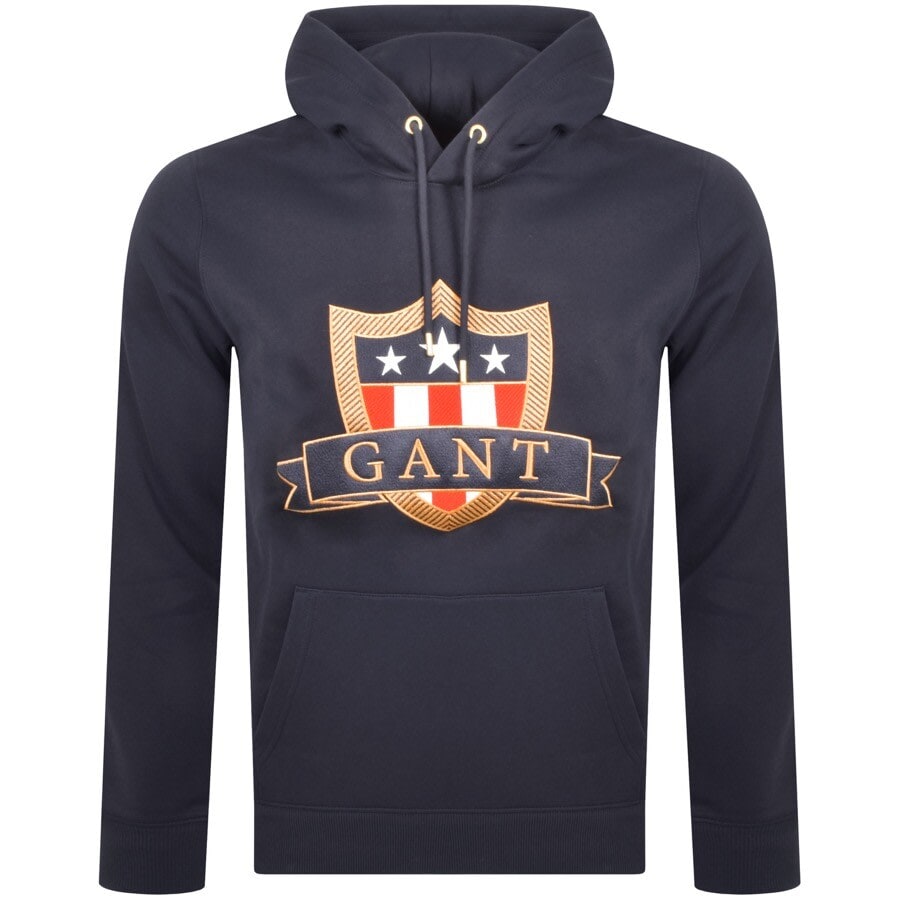 Gant Banner Shield Hoodie Navy | Mainline Menswear Denmark