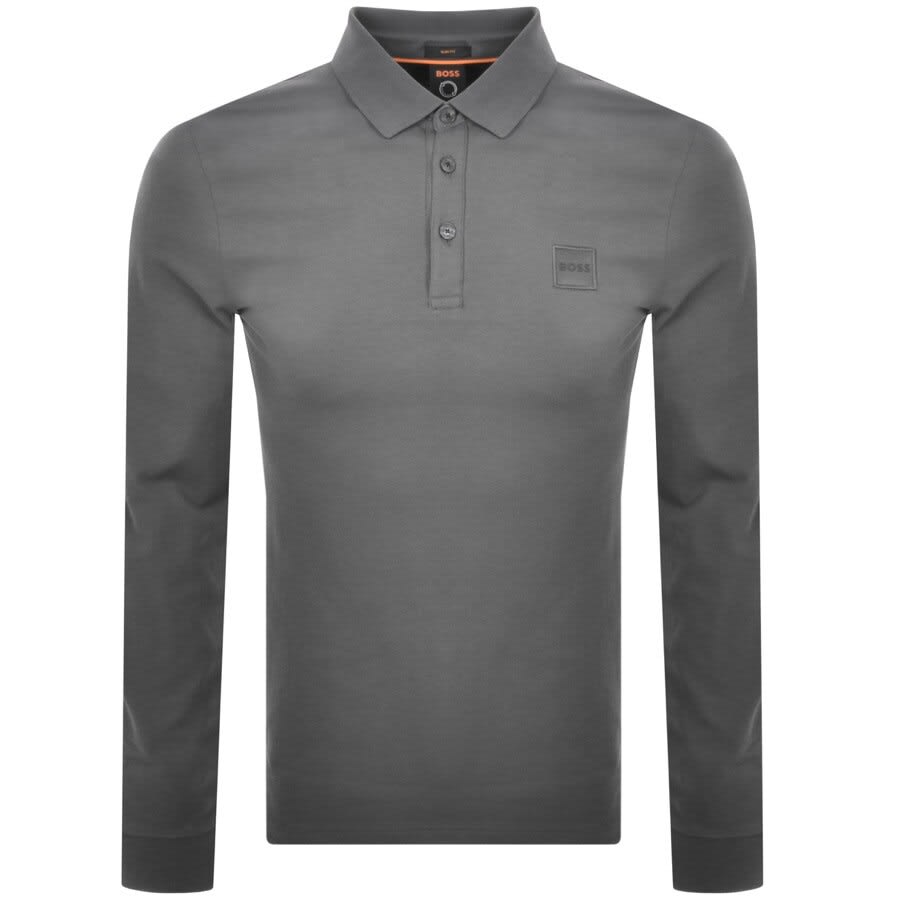 BOSS Passerby Long Sleeved Polo T Shirt Grey | Mainline Menswear