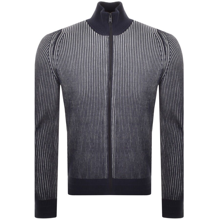 Alternative Image for ProductBOSS Apoker Knit Zip Sweatshirt Navy1