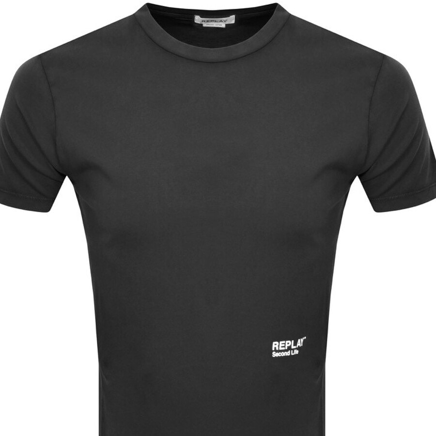 Alternative Image for ProductReplay Logo Crew Neck T Shirt Black2