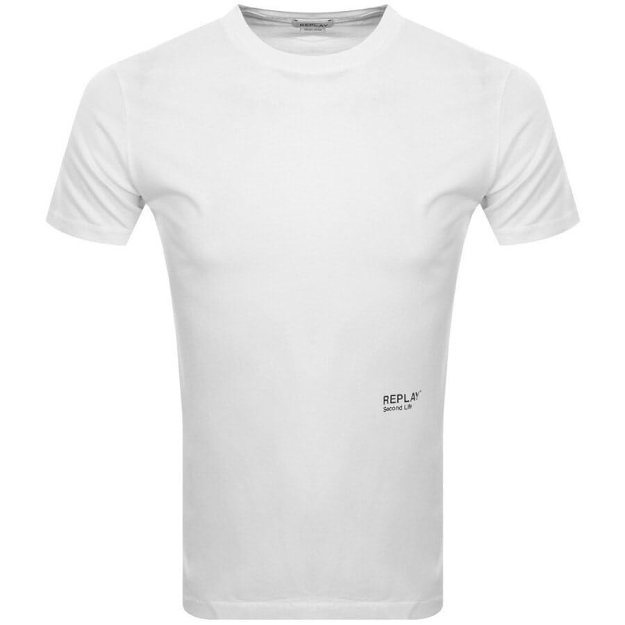 Alternative Image for ProductReplay Logo Crew Neck T Shirt White1